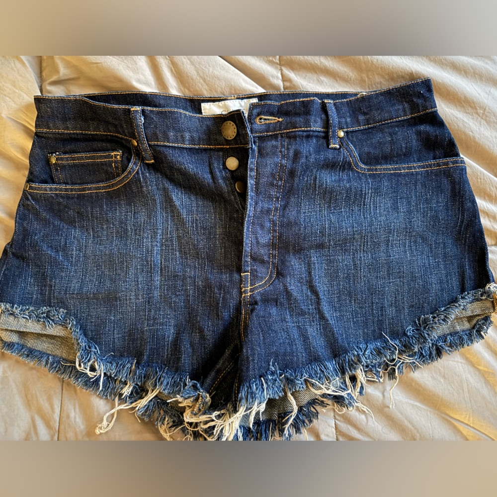 THE GREAT. Classic Blue Denim Shorts